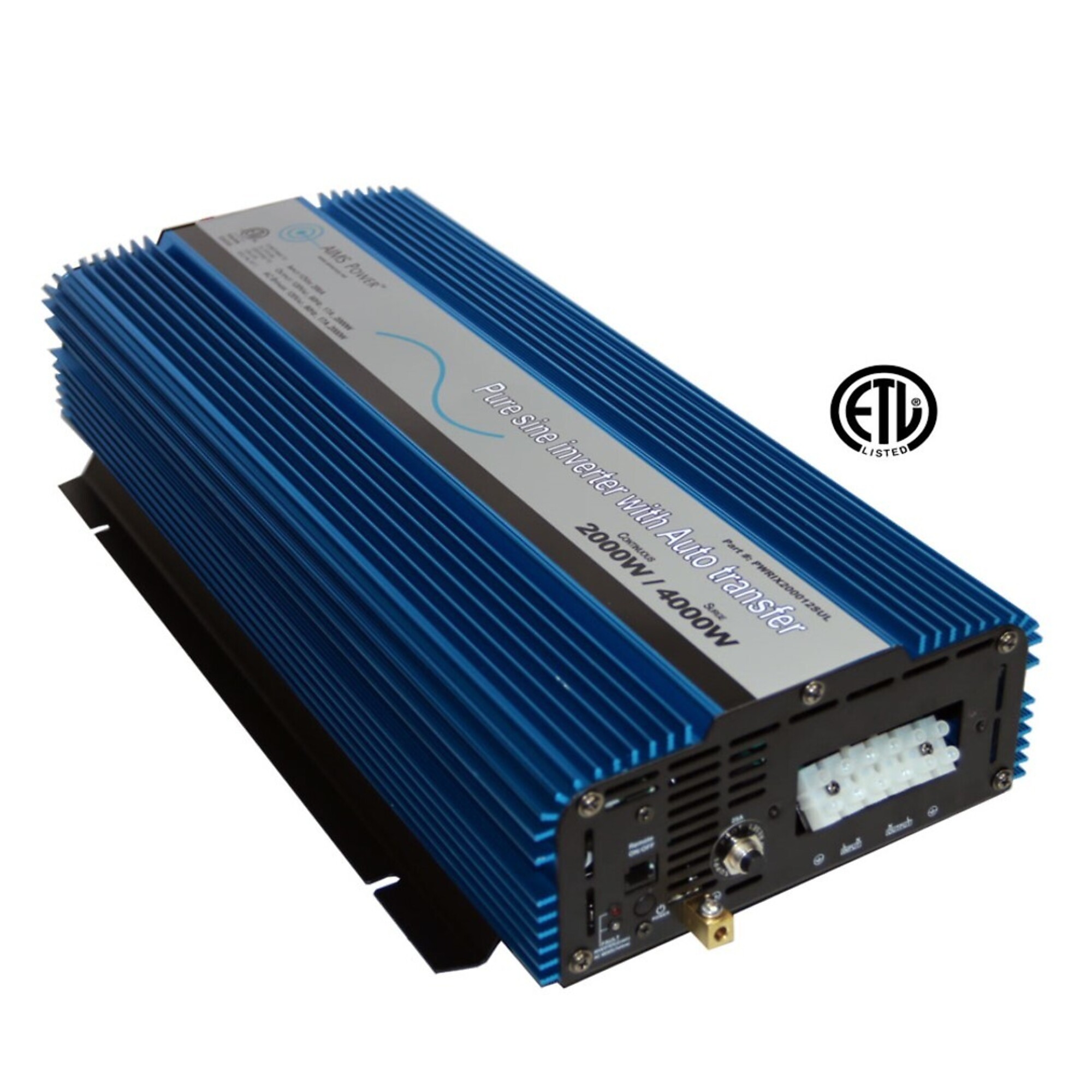AIMS Power 2000W Pure Sine Power Inverter, Transfer Switch, Hardwired, ETL Listed to UL 458 Standards, PWRIX2000SUL